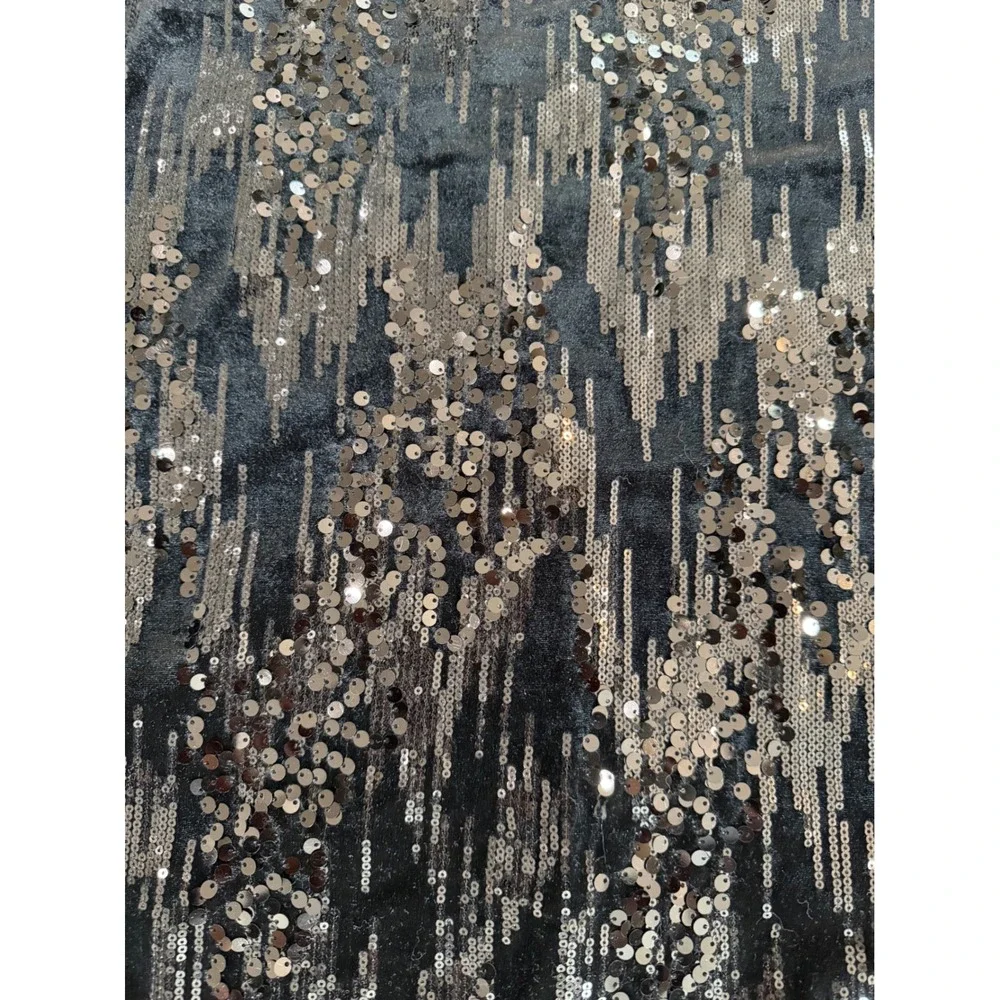 Cachet Sequin Tunic Dress Women 16 Black Velvet Geometric Dolman Short Sleeve